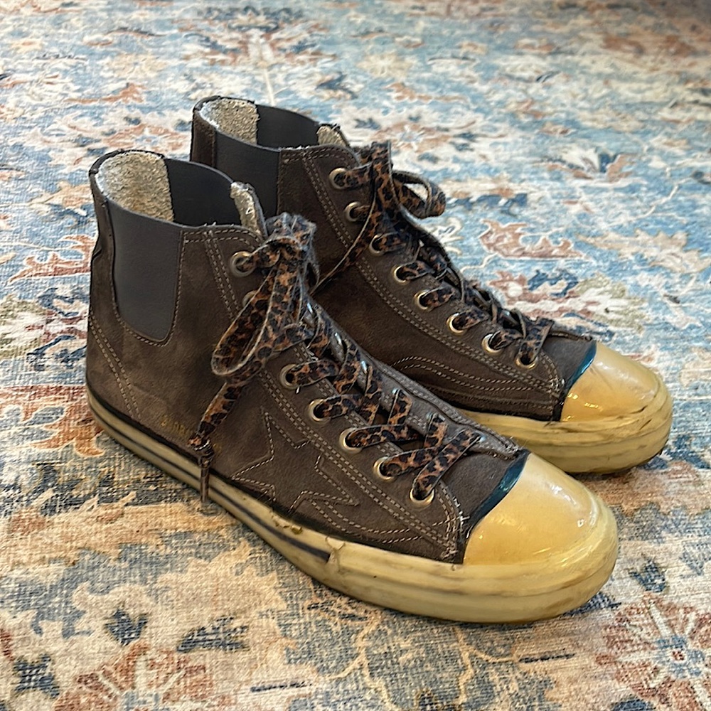 Men’s Golden Goose High Top Grey Suede Size 41 Leopard laces